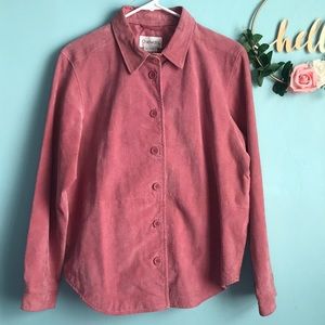 Vintage Chadwicks Pink 100% Leather Button Front Shirt/Jacket/Shaket